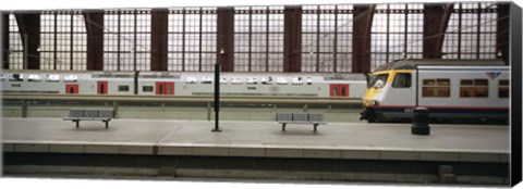 Framed Trains at a railroad station platform, Antwerp, Belgium Print