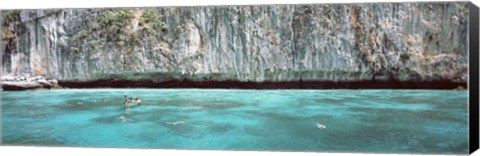 Framed High Angle View Of Three People Snorkeling, Phi Phi Islands, Thailand Print