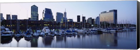 Framed Boats Docked At A Harbor, Puerto Madero, Buenos Aires, Argentina Print