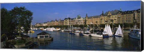 Framed Boats In A River, Stockholm, Sweden Print