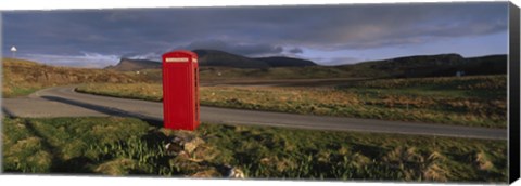 Framed Telephone Booth In A Landscape, Isle Of Skye, Highlands, Scotland, United Kingdom Print