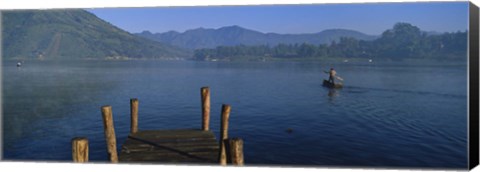 Framed Pier On A Lake, Santiago, Lake Atitlan, Guatemala Print