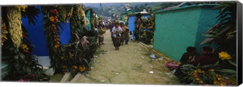 Framed Houses Decorated With Flowers, Zunil Cemetery, Guatemala Print