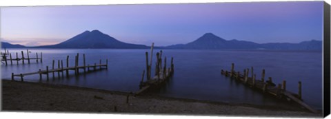 Framed Piers Over A Lake, Guatemala Print