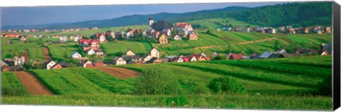 Framed High angle view of houses in a field, Tatra Mountains, Slovakia Print