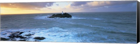 Framed Lighthouse on an island, Godvery Lighthouse, Hayle, Cornwall, England Print