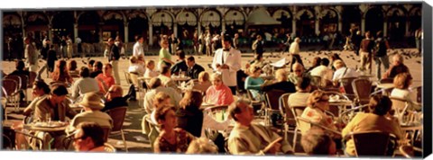 Framed Tourists at a sidewalk cafe, Venice, Italy Print