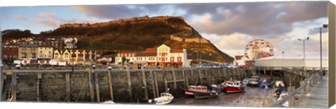 Framed Speed Boats At A Commercial Dock, Scarborough, North Yorkshire, England, United Kingdom Print