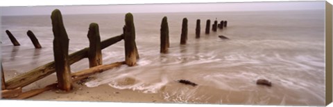 Framed Posts On The Beach, Spurn, Yorkshire, England, United Kingdom Print