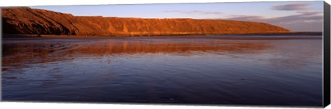 Framed Reflection Of A Hill In Water, Filey Brigg, Scarborough, England, United Kingdom Print