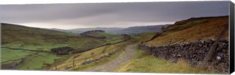 Framed High Angle View Of A Path On A Landscape, Ribblesdale, Yorkshire Dales, Yorkshire, England, United Kingdom Print