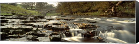 Framed Arch Bridge Over A River, Stainforth Force, River Ribble, North Yorkshire, England, United Kingdom Print