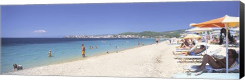 Framed Tourist on the beach, Porto Carras, Neos Marmaras, Sithonia, Halkidiki, Greece Print