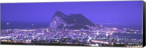 Framed High Angle View Of A City, Gibraltar, Spain Print