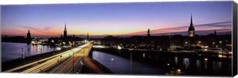 Framed High angle view of traffic on a highway, Stockholm, Sweden Print