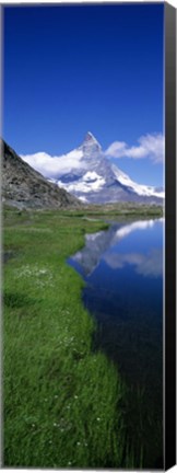 Framed Reflection Of Mountain In Water, Riffelsee, Matterhorn, Switzerland Print