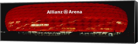 Framed Soccer Stadium Lit Up At Night, Allianz Arena, Munich, Germany Print