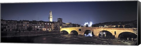 Framed Bridge over a river, Pietra Bridge, Ponte Di Pietra, Verona, Italy Print