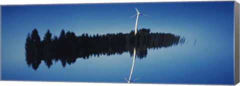 Framed Reflection Of A Wind Turbine And Trees On Water, Black Forest, Germany Print
