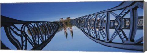 Framed Low Angle View Of A Bridge, Blue Bridge, Freiburg, Germany Print