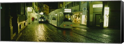 Framed Cable Cars Moving On A Street, Freiburg, Germany Print