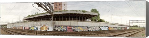 Framed Graffiti on the wall along a railroad track, Basel, Switzerland Print