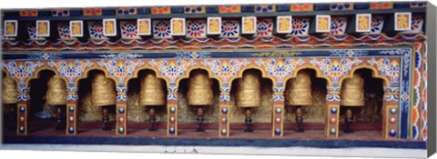 Framed Prayer Wheels In A Temple, Chimi Lhakhang, Punakha, Bhutan Print