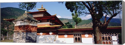 Framed Temple In A City, Chimi Lhakhang, Punakha, Bhutan Print