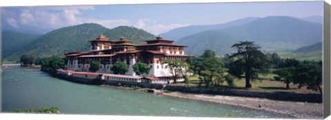 Framed Palace On A Riverbank, Punakha Dzong, Punakha, Bhutan Print