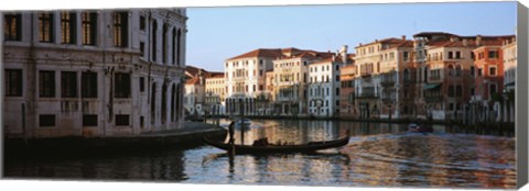 Framed Man on a gondola in a canal, Grand Canal, Venice, Italy Print