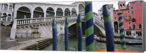 Framed Arch bridge across a canal, Rialto Bridge, Grand Canal, Venice, Italy Print