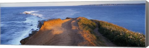 Framed High Angle View Of The Sea From A Cliff, Filey Brigg, England, United Kingdom Print