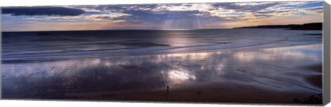 Framed Person Standing On The Beach, Scarborough, North Yorkshire, England, United Kingdom Print