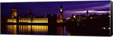 Framed Government Building Lit Up At Night, Big Ben And The House Of Parliament, London, England, United Kingdom Print