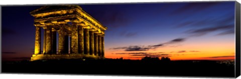Framed Monument Lit Up At Dusk, Penshaw Monument, London, England, United Kingdom Print