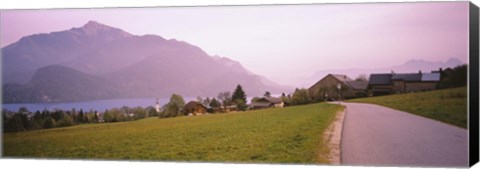 Framed Empty Road Running Through A Town, Wolfgangsee, Austria Print