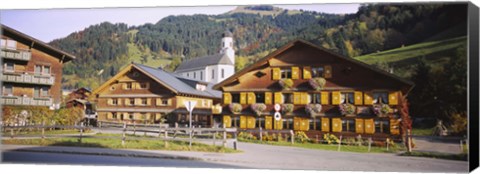 Framed Church In A Village, Bregenzerwald, Vorarlberg, Austria Print