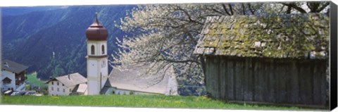 Framed Buildings on a hillside, Tirol, Austria Print