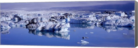 Framed Glaciers floating on water, Jokulsa River, Breidamerkursandur, Jokulsarlon Glacial Lagoon, Vatnajokull, Iceland Print