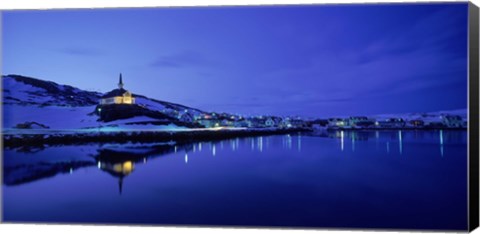 Framed Town at the waterfront, Holmavik, Iceland Print