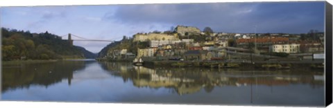 Framed Suspension bridge across a river, Clifton Suspension Bridge, River Avon, Bristol, England Print