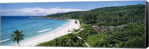 Framed High angle view of the beach, Grand Anse Beach, La Digue Island, Seychelles Print