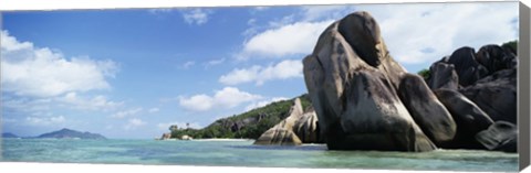 Framed Rocks on Anse Source D&#39;argent Beach, La Digue Island, Seychelles Print