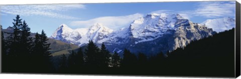 Framed Snow covered mountains on a landscape, Bernese Oberland, Switzerland Print