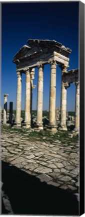 Framed Old ruins of a built structure, Entrance Columns, Apamea, Syria Print