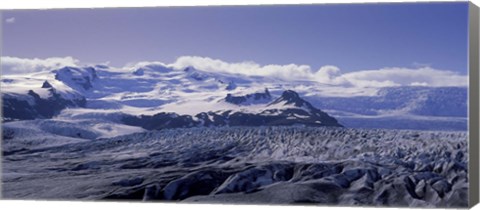 Framed Snowcapped mountains on a landscape, Fjallsjokull and Vatnajokull, Iceland Print