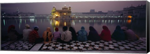 Framed Group of people at a temple, Golden Temple, Amritsar, Punjab, India Print