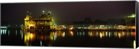 Framed Temple lit up at night, Golden Temple, Amritsar, Punjab, India Print