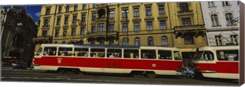 Framed Electric train on a street, Prague, Czech Republic Print