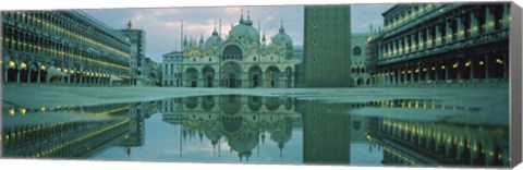 Framed Reflection of a cathedral on water, St. Mark&#39;s Cathedral, St. Mark&#39;s Square, Venice, Veneto, Italy Print